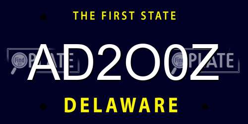AD2O0Z Delaware License Plate