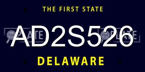 AD2S526 Delaware License Plate