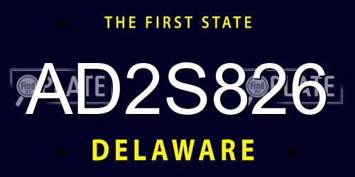 AD2S826 Delaware License Plate