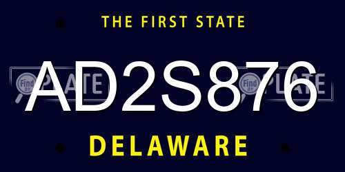 AD2S876 Delaware License Plate