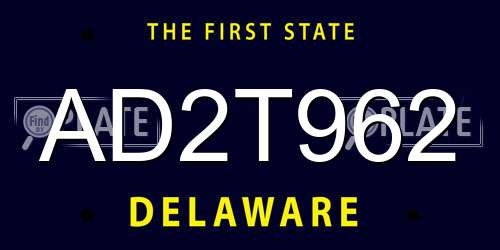 AD2T962 Delaware License Plate