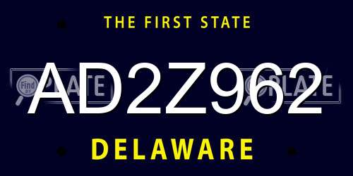 AD2Z962 Delaware License Plate