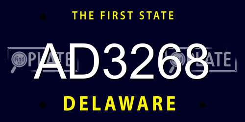 AD3268 Delaware License Plate