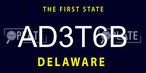 AD3T6B Delaware License Plate