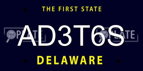AD3T6S Delaware License Plate