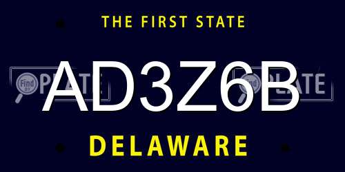 AD3Z6B Delaware License Plate