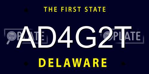 AD4G2T Delaware License Plate