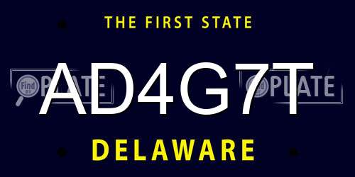 AD4G7T Delaware License Plate