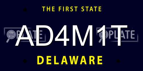 AD4M1T Delaware License Plate