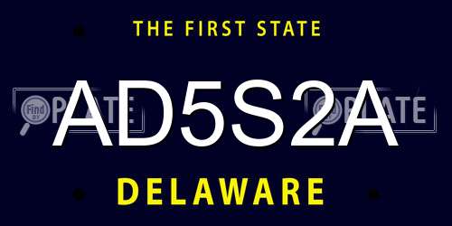 AD5S2A Delaware License Plate