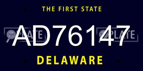 AD76147 Delaware License Plate