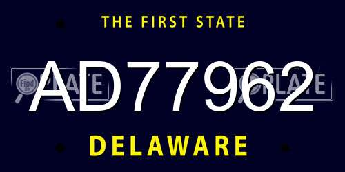 AD77962 Delaware License Plate