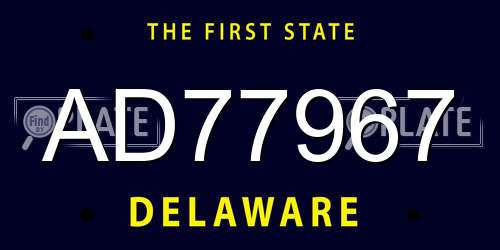 AD77967 Delaware License Plate