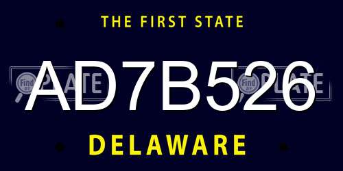 AD7B526 Delaware License Plate