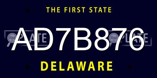 AD7B876 Delaware License Plate