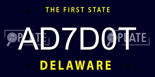AD7D0T Delaware License Plate