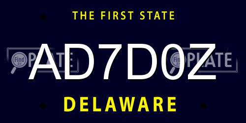 AD7D0Z Delaware License Plate