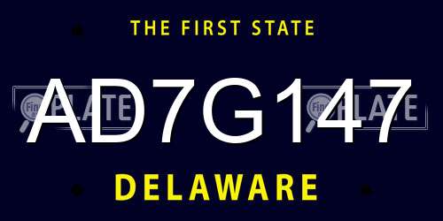 AD7G147 Delaware License Plate