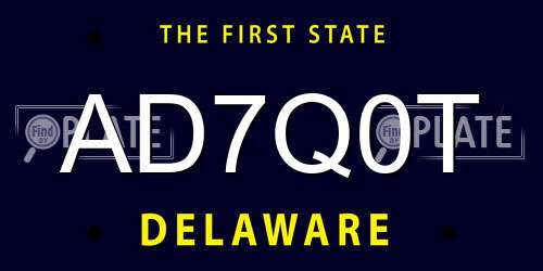 AD7Q0T Delaware License Plate