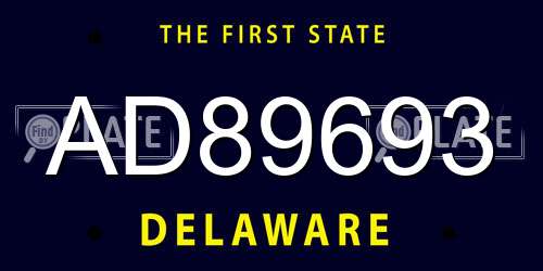 AD89693 Delaware License Plate