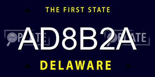 AD8B2A Delaware License Plate