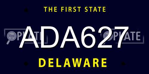 ADA627 Delaware License Plate