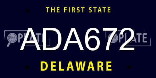 ADA672 Delaware License Plate