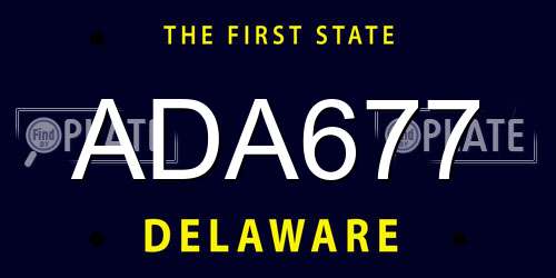 ADA677 Delaware License Plate
