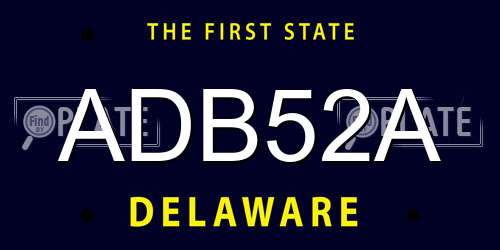 ADB52A Delaware License Plate