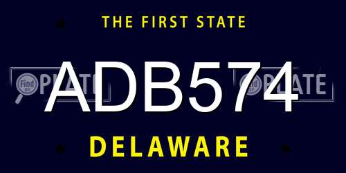 ADB574 Delaware License Plate