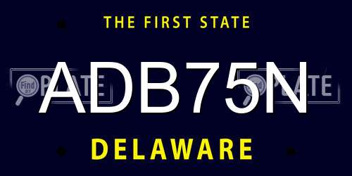 ADB75N Delaware License Plate