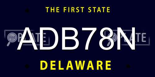 ADB78N Delaware License Plate