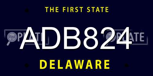 ADB824 Delaware License Plate