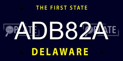 ADB82A Delaware License Plate