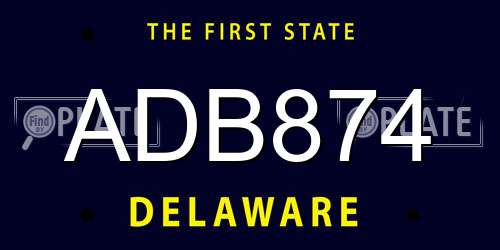 ADB874 Delaware License Plate