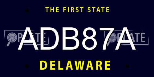 ADB87A Delaware License Plate