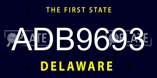 ADB9693 Delaware License Plate