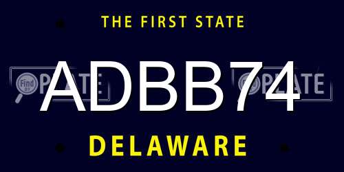 ADBB74 Delaware License Plate