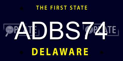 ADBS74 Delaware License Plate
