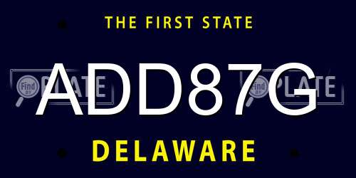 ADD87G Delaware License Plate