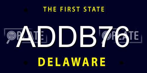 ADDB76 Delaware License Plate