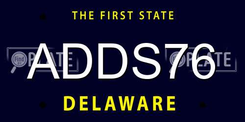 ADDS76 Delaware License Plate