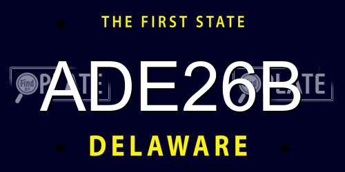 ADE26B Delaware License Plate