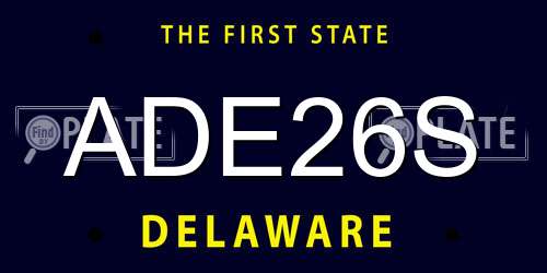 ADE26S Delaware License Plate