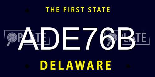 ADE76B Delaware License Plate