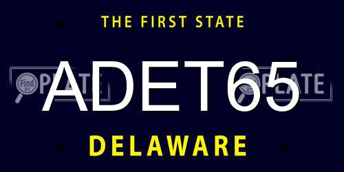 ADET65 Delaware License Plate