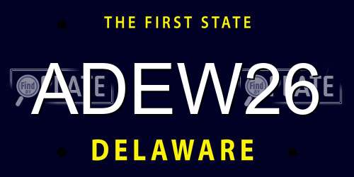 ADEW26 Delaware License Plate