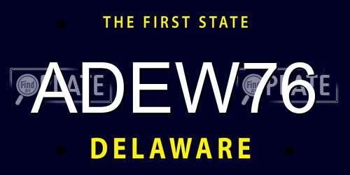 ADEW76 Delaware License Plate