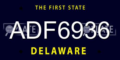 ADF6936 Delaware License Plate