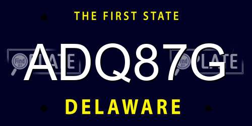 ADQ87G Delaware License Plate